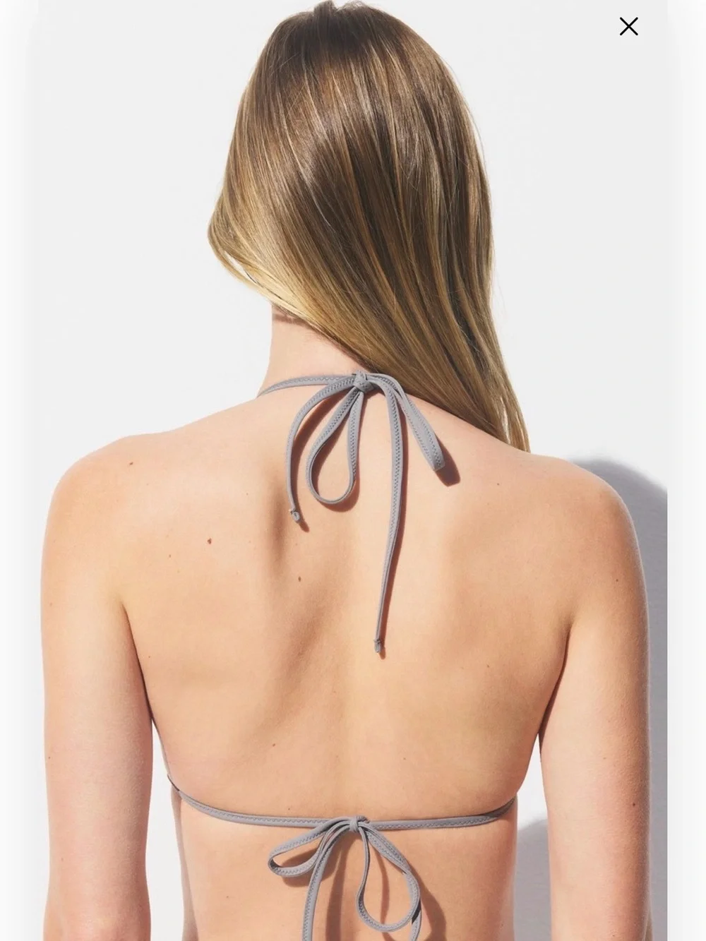 SKIMS Navy Triangle Bikini Top with Gray Trim